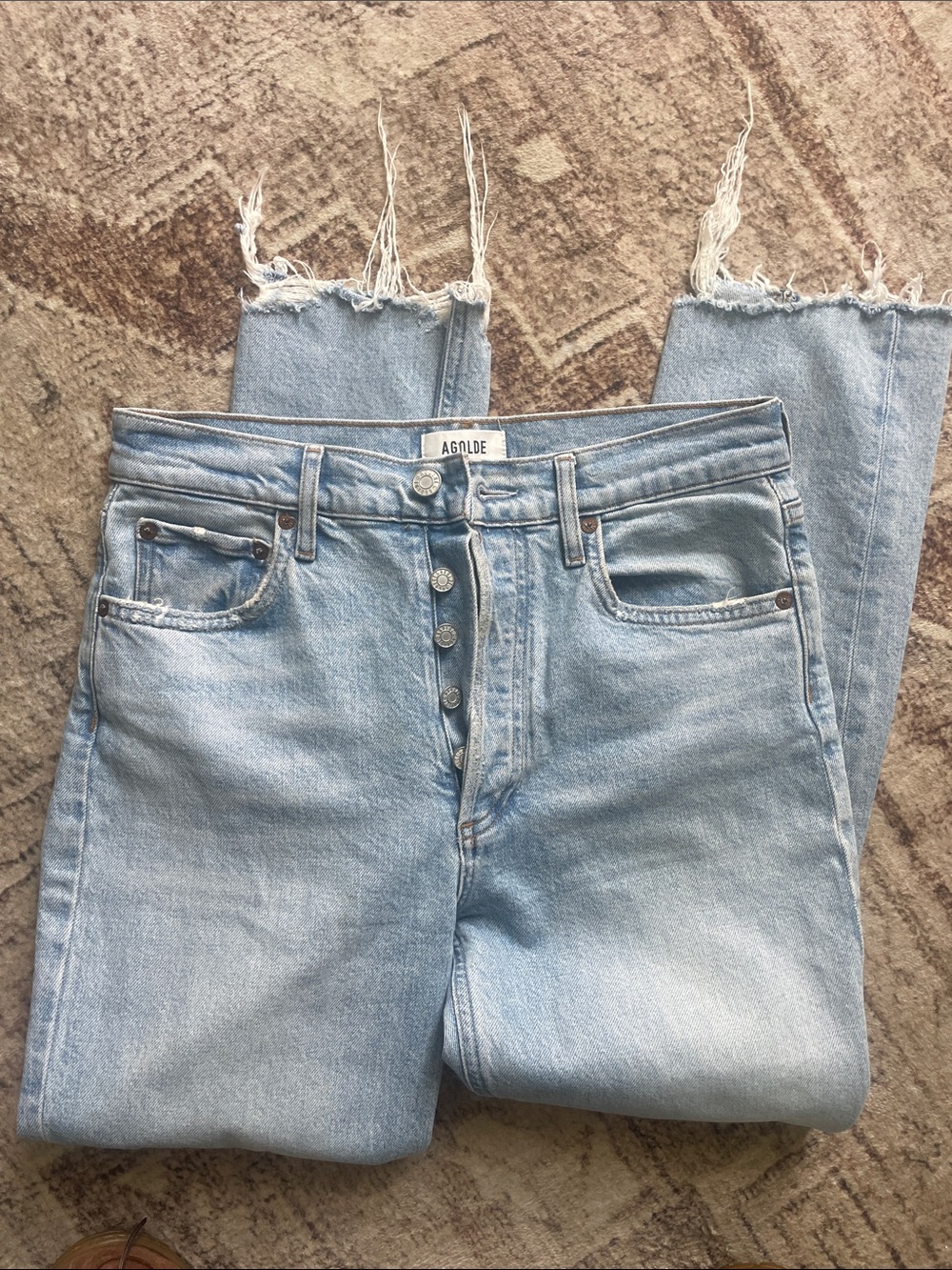 AGOLDE Light Blue skinny straight stretchy Button-Fly Jeans 27 - Picture 3 of 6